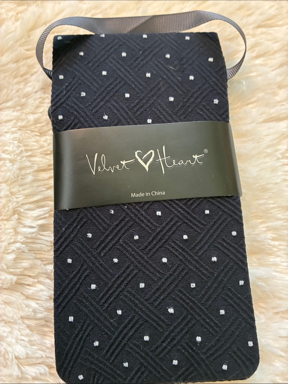 Velvet Heart Black Knit Polka Dot Tights